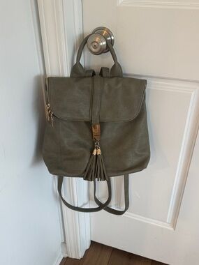 Miztique Olive Green Tassel Backpack